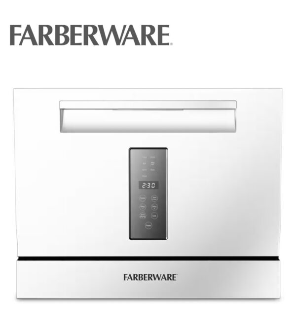 Farberware Compact 6-Place Setting - Portable Mini Countertop Dishwasher with 7 Wash Programs