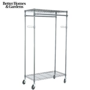 Better Homes & Gardens Double Hanging Garment Rack, 38.2Wx 23.6Dx 66.1H in, Gunmetal Finish, Gray