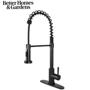 Better Homes & Gardens Elmont Single-Handle Spring Neck Pull Down Sprayer Kitchen Faucet,Matte Black