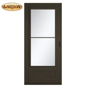 LARSON 40 Midview 36-in  x81-in Brown Wood core Reversible Hinge Storm Door Mid-view with Screen