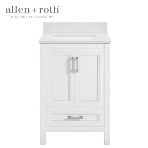 allen + roth Crest Hill 24in White Undermount Single Sink Bathroom Vanity with Engineered Marble Top