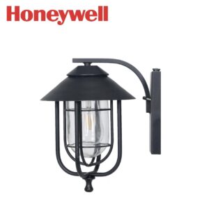 Honeywell 1 -Light 10.92-in H Gloss Black Hardwired Integrated LED Outdoor Wall Light with  Sensor