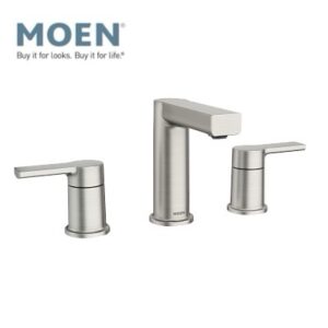 Moen Rinza Spot Resist Brushed Nickel 2-handle Widespread WaterSense High-arc Bathroom Sink Faucet