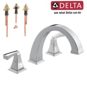 Delta Dryden Chrome 2-handle Deck-mount Roman High-arc Bathtub Faucet with Flexible Roman Tub (Valve Included)