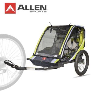 Allen Sports Deluxe 2-Seats Bike Trailer Lightweight- Green