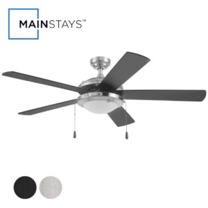 Mainstays 52" Transitional Satin Nickel Indoor Ceiling Fan with Light, Pull Chain Control & Reverse