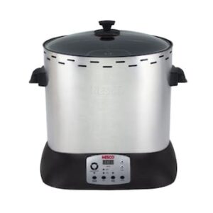 Nesco 23.5-Quarts Chrome Programmable Steel Round Roaster Oven with Glass Lid