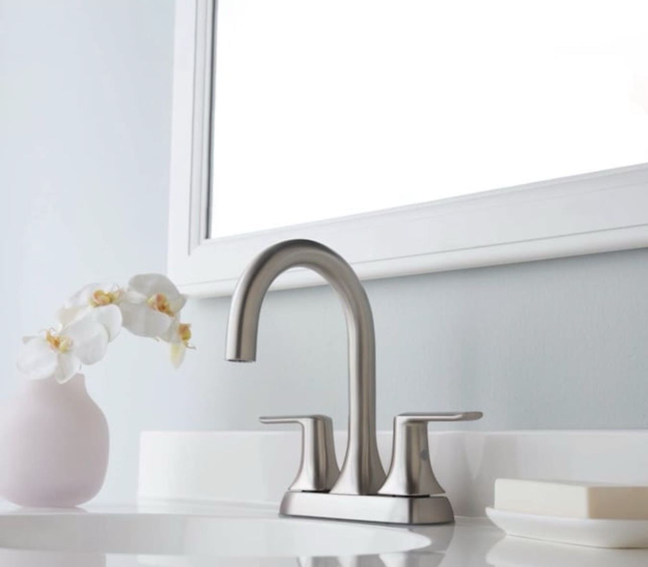 allen + roth Dunmore Spot Protect Brushed Nickel 4-in centerset 2 ...