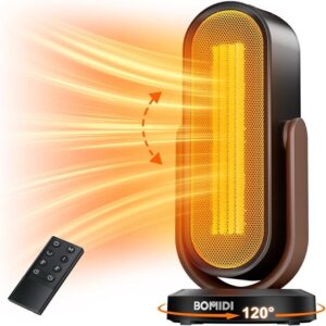 BOMIDI Space Heater, 1500W Electric Heater 55° Vertical 120° Horizontal Oscillation, With remote