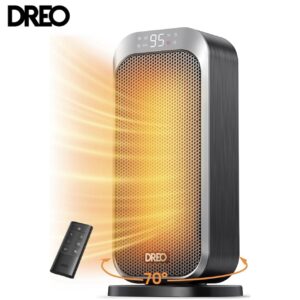 DREO Quiet Space Heater, 1500W Portable Heaters for Indoor Use with Remote, 70° Oscillation