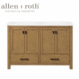 allen + roth Ronald 48-in Almond Toffee Undermount Double Sink Bathroom Vanity with White stone top
