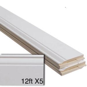 1/2-in x 5-1/4-in x 12-ft Traditional Primed MDF 514 Baseboard Moulding 5 -Pack