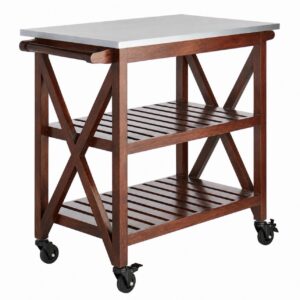 Antwerp Wooden Bar Cart with Metal Top