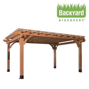 Backyard Discovery Beaumont 12-ft W x16-ft Lx 7-ft 8-in H Brown Wood Heavy Duty Freestanding Pergola