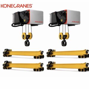 KONECRANES Complete 2-Ton Overhead Bridge Crane Systems – Hoists, Trolleys & End Beams – 2 Units